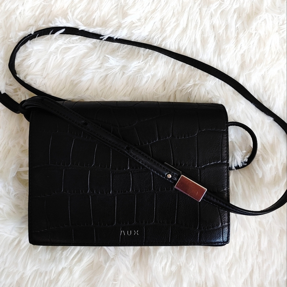 Aritzia's Auxiliary Crocodile Embossed Leather Crossbody Bag